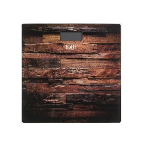 Botti Cedar balanza de baño electrónica | Gran rango de medición hasta 180 kg | Alta precisión de 100 g | Pantalla LED | Apagado automático | Diseño compacto | Vidrio templado para durabilidad