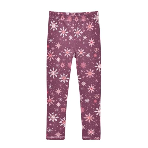 Girls' Athletic Leggings Ankle Length Yoga Dance Pants Kids Teen 4T Snowflakes
