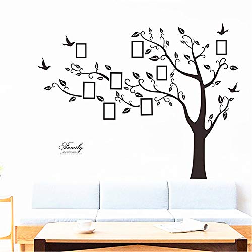 Large Family Tree Wall Decal Decor-Family Picture Frames Wall Decal, Vinyl Tree Photo Frames Wall Stickers for Living Room Bedroom Home Decor