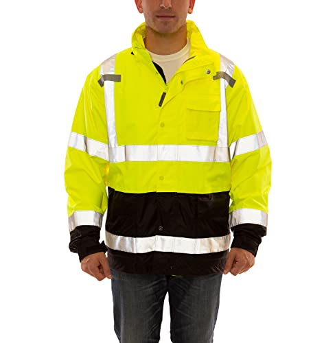 Tingley Icon LTE J27122 High Visibility Waterproof Jacket With Attached Hood, Large, Fluorescent Yellow-Green/Black #1