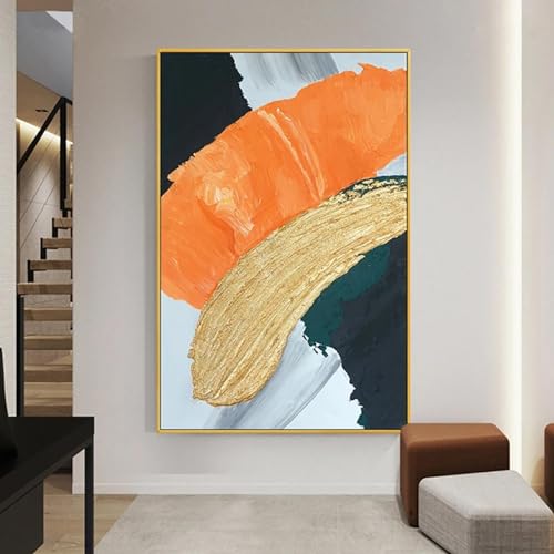 Peinture sur toile abstraite dorée pour sublimer le mur de votre salon contemporain