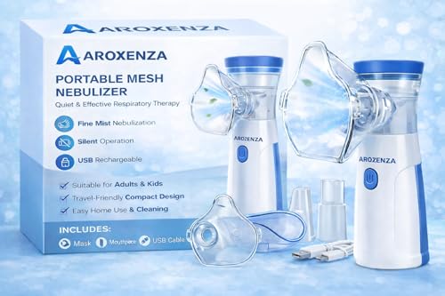 Image of Portable Mesh Nebulizer Machine for Adults & Kids | Silent Handheld Inhalation Device with Fine Mist Technology | USB Rechargeable Nebulizer for Home & Travel