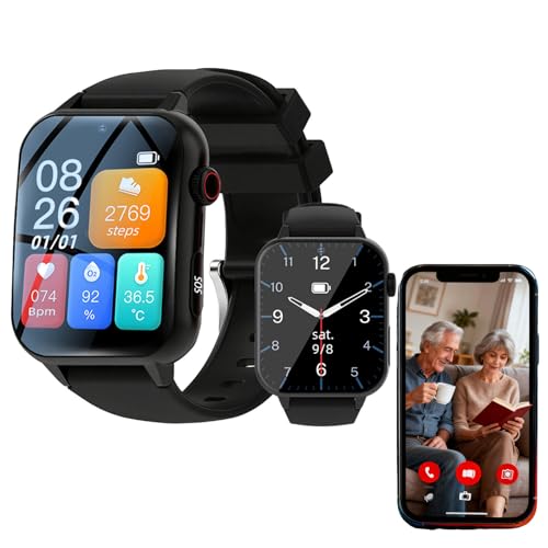 DHsdlpLU Reloj Localizador GPS Personas Mayores para Personas Mayores con Reloj Inteligente con detección de caídas, localización, vibración y Sonido, recordatorio Dual Black