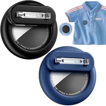 Pacote com 2 capas ocultas para Apple AirTags, para Apple AirTag, rastreador com pino de segurança, antiperda para crianças, bebês, idosos, bagagem, sapatos, roupas, mochila - preto + azul
