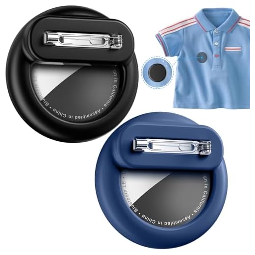 Pacote com 2 capas ocultas para Apple AirTags, para Apple AirTag, rastreador com pino de segurança, antiperda para crianças, bebês, idosos, bagagem, sapatos, roupas, mochila - preto + azul
