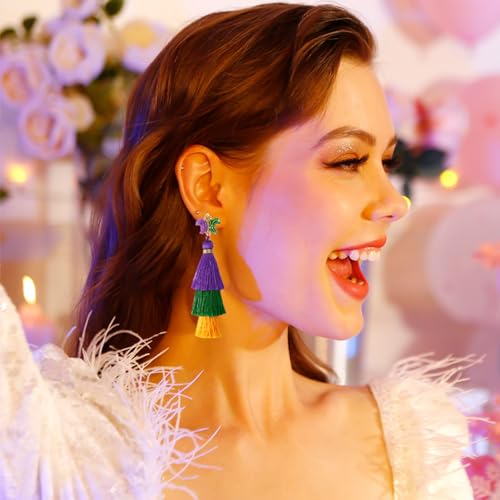 Mardi Gras Earrings Mardi Gras Beaded Mask Dangle Earrings for Women, Pendientes De Carnaval,Carnival Parade Jewelry Holiday Gifts R1 by MuagoChic - Image 2