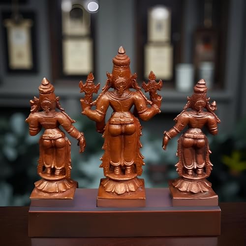 Image of Venkateswara with Sridevi and Bhudevi Murti - 3.9 in