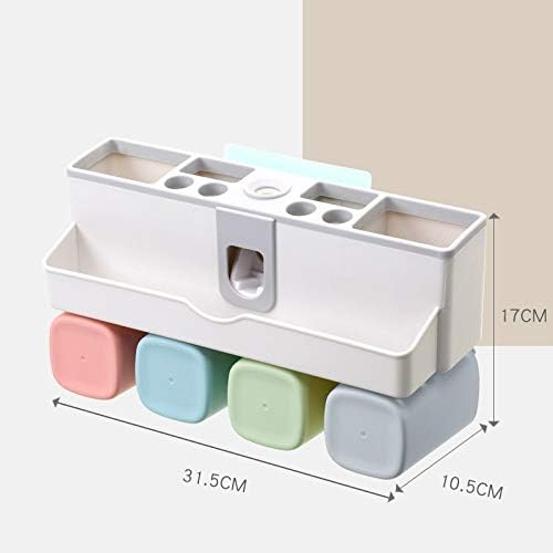 Toothbrush Holder with Cups Automatic Toothpaste Squeezer Dispenser Wall Mount Bathroom Storage Rack Bathroom Accessories Set