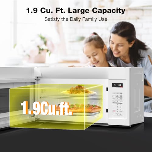 Image of ThermoMate 30 inch White Over the Range Microwave with 1.9 Cu. Ft. Capacity, Over the Stove with One Touch, 1000 Cooking Watts, 400 CFM and Sensor Cooking, 11 Power Levels, LED Lighting