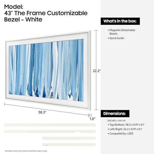 Image of Samsung 43 inch The Frame Customizable Bezel (2026 Model), Magnetic, Easy Installation, VG-SCFH43WTBZA, Modern White