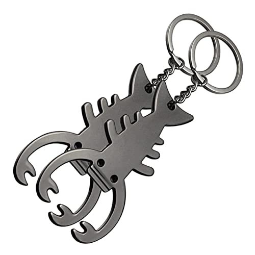 Frcolor 2個 ボトルオープナー ベルト クラスプ 保有者 魚 ビールオープナーキーチェーン 男 バッグペンダント ロブスターチャームキーホルダー キーハンギングペンダント 金属 Black