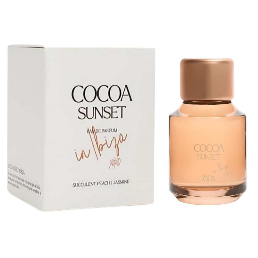 Zara Cocoa Sunset in Ibiza Eau de Parfum for Women, Fruity Woody Fragrance with Peach, Jasmine and Driftwood Notes, Fresh Solar and Luminous Perfume Spray, 100ml (3.4 fl. oz.)