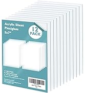 Egofine Plexiglass Sheets Acrylic Sheets 12 Pack of 5x7'' 0.04 Thick Clear Plastic Cast Transpare...