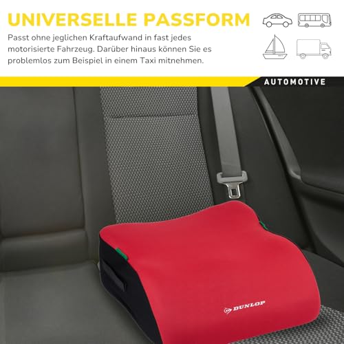 Dunlop Sitzerhöhung Auto Kinder 135-150cm - ECE R129 - Ergonomischer Kindersitz - Waschbarer Bezug - Rot – Ansicht 4