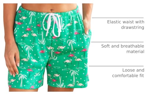 Image of ENJOYNIGHT Women Pajama Shorts Cotton Lounge Bottoms with Pockets | Cotton Soft Fabric, Drawstring Elastic Waistband, Cute Printed Sleep Shorts