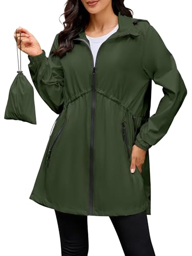 PITINAN Windbreaker Jackets Long Thin Raincoat For Women Hooded Lightweight Rainjacket Women Waterproof with Pockets S-XXL