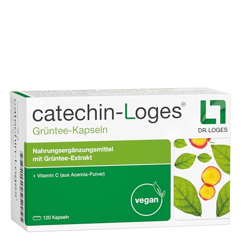 catechin-Loges® Grüntee-Kapseln - 120 Kapseln - Nahrungsergänzungsmittel mit Grüntee-Extrakt und Vitamin C