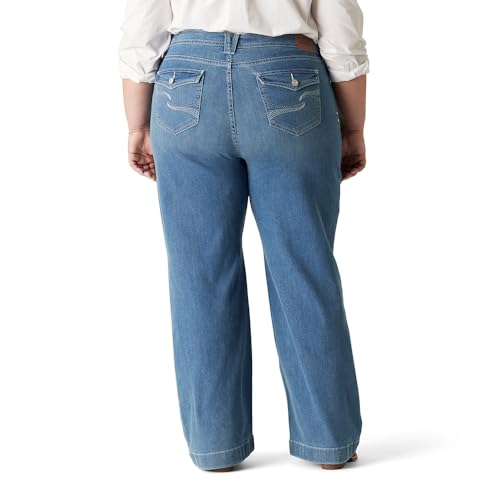 Signature by Levi Strauss & Co. Gold Women's True Wide Leg Trouser with Pocket Flap Mid-Rise Stretch Denim (Also Available in Plus)2