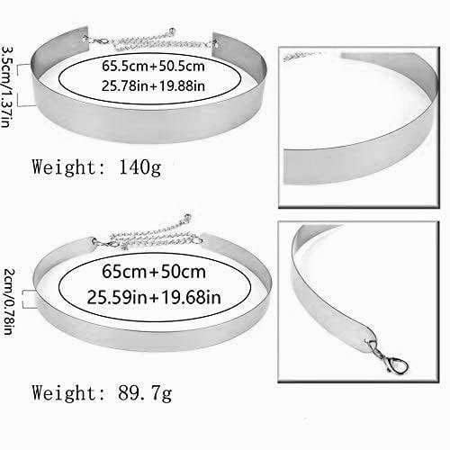 SATYAM KRAFT Women Waist Belt for Dress, Saree, Dresses, Jeans | Stylish Metal Plate Adjustable Silver Belt for Ladies, Girls | Western & Traditional Chain Belt | Party Wedding Fashion (3.5 cm Wide) 4