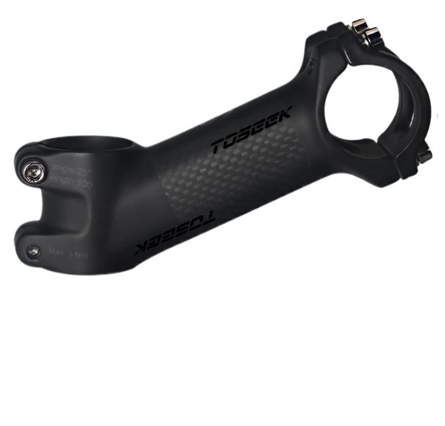 Potence VTT carbone 31.8mm ultralégère 25 degrés inclinée pour guidon de vélo de route confortable