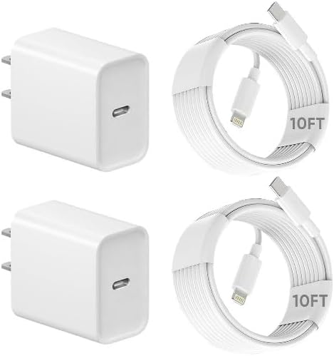 iPhone 14 Charger,2Pack 10FT USB Wall Charger Fast Charging Lightning Cable