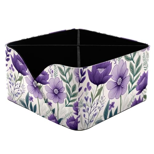 Porte-stylo rectangulaire floral violet à compartiments multiples pour maquillage