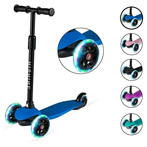 3 Wheels Toddler Scooter for Boys Girls Kick Scooter for Kids Age 2-5 Years Old, PU Light Up Wheels, Adjustable Handlebar, Lean to Steer, Extra Wide Deck, Blue Cover