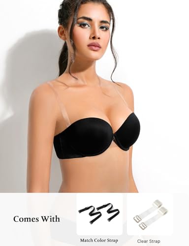 Image of Strapless Push Up Bra with Clear Straps for Women Add One Cup