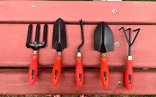 BIOLAND Home Gardening Tool Kit (Durable and Heavy Duty)-Trowel, Fork, Shovel, Rake, Weeder. Exclusively Designed and Made for Home Gardeners