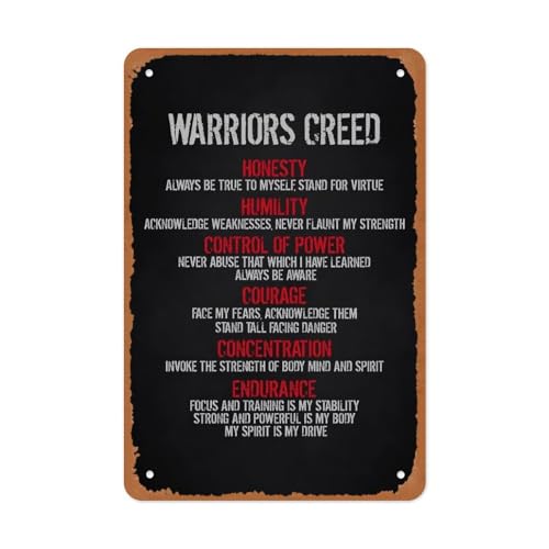 Warriors Creed Metal Sign – Samurai Spartan Quotes Wall Art,