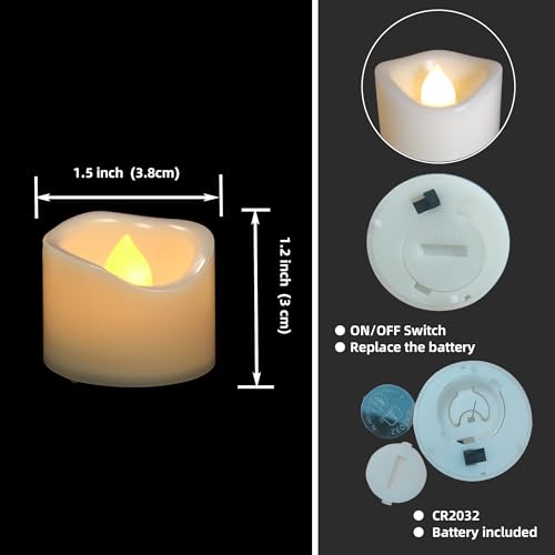 Image of iZAN 6 PCS Flameless LED Tea Lights Candles Battery Operated Fake Flickering Electric Small Votive Candles Tealights for Wedding Party Decorations Home Decor, Cream White Shell, Warm White Glow