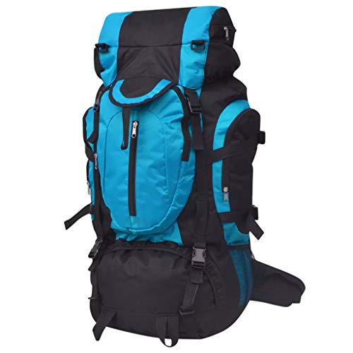 VidaXL Mochila Excursionismo XXL 75 Negro y Azul