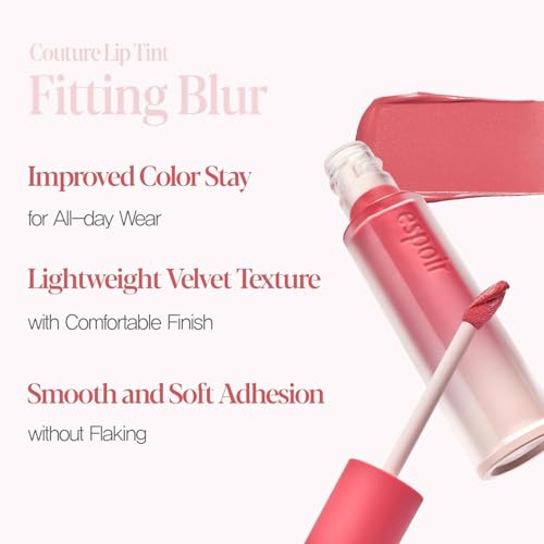 Image of Espoir Couture Lip Tint Fitting Blur #13 Rose Crema | Smudge-Proof Fixing Lip Stain, Soft & Creamy Texture without Flaking, Lightweight and Comfortable Matte Finish, Korean Makeup, Vegan, 0.14 oz