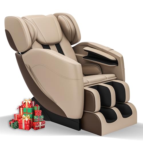 SMAGREHO 2025 Massage Chair Full Body, Zero Gravity Recliner with 6 Auto Modes, Foot Massage, Bluetooth, Khaki