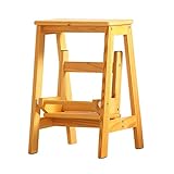 FXLYMR Leitern Teleskopleiter Tragbare Zusammenklappbare Tritthocker , 2 Stufen, Massivholz-Tritthocker , Leiter Klappbare Trittleiter, Adult Indoor Holz Blumenregal Pflanzenregale Garten Hochleistun