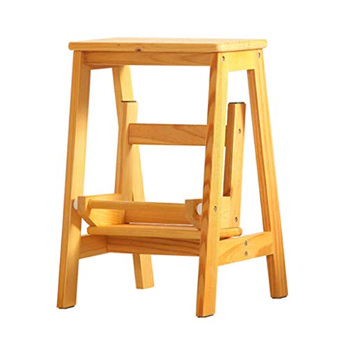 Taburete escalera plegable de madera con 2 peldaños para el hogar 2