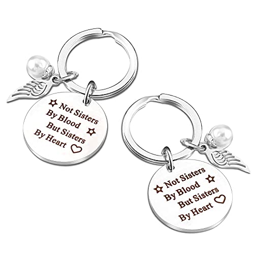 2pcs Llaveros de Amistad Llavero Mejores Amigos, Llaveros de Hermanas Llavero Regalo de Amistad de Cumpleaños Llavero de Acero Inoxidable para Niñas Hermana Amiga, Plata, con Una Caja