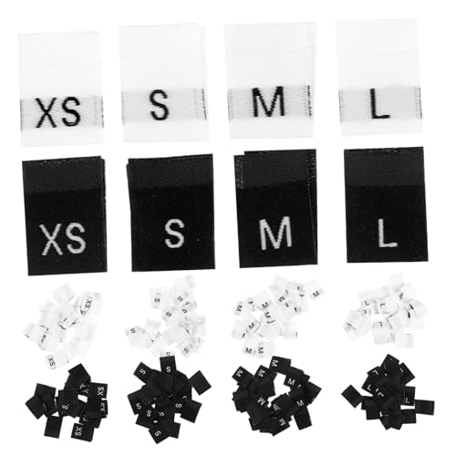 WRITWAA 800 piezas Etiquetas Ropa Tela Colores Blanco y Negro Etiquetas Costura Prendas Xs S para Marcar Tallas Prendas