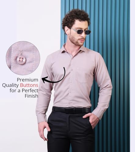 Image of CONTRARY Men's Pure Cotton Solid Stylish Casual & Formal Wear Shirt | Stylish Regular Fit Full Sleeve Comfortable Office Party Trendy Shirt - Multi Color
