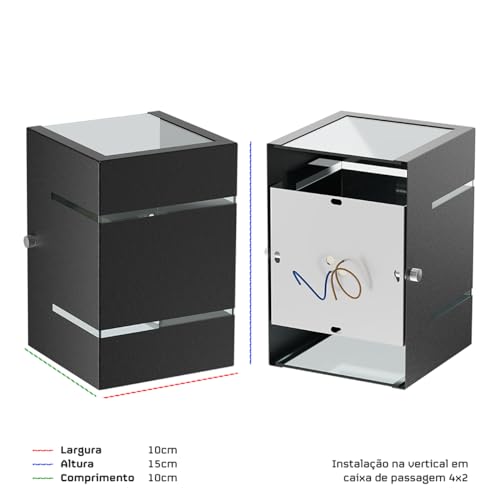 Arandela Externa Luminária Parede Muro 2 Frisos MF115 (Preto)