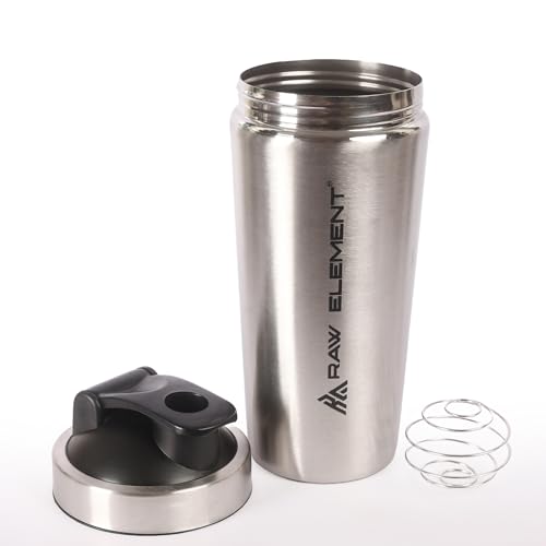 Image of Stainless Steel Shaker Bottle for Protein Shake | Leak Proof Insulated Gym Shaker with Measurement Markings | Durable Metal Workout Bottle, Dishwasher Safe (Silver)