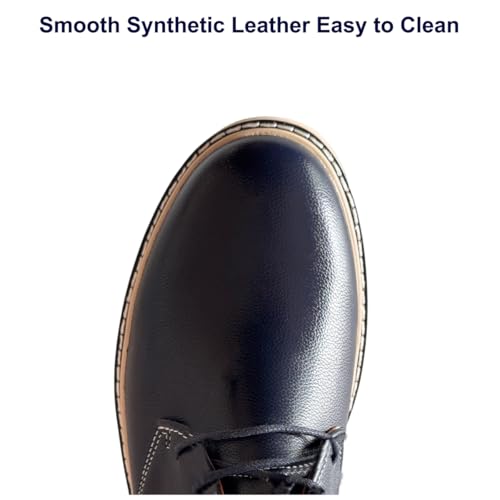 Image of Mens Derby Shoes Casual Lace Up Dress Shoes Lightweight Synthetic Leather Work Shoes with Non Slip Rubber Sole