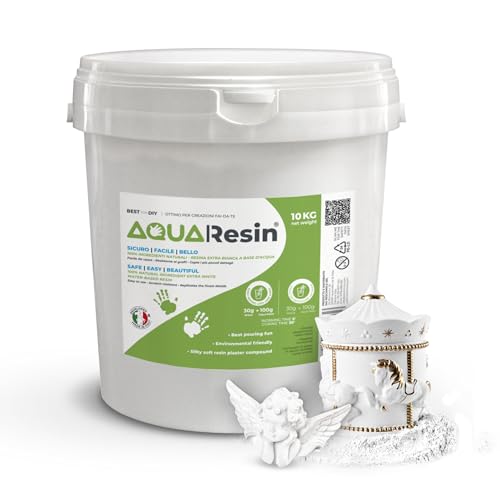 AQUA RESIN® – Plâtre Alpha (Résine Minérale) | Effet Porcelaine Satinée, prêt avec seule Eau, Sûr et Non Toxique, Blanc ou Noir et Colorable, Pour...
