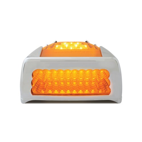 GG Grand General 77234 Amber Spyder 42-LED Peterbilt Headlight Turn Signal Sealed Light with Chrome Bezel, Amber/Amber