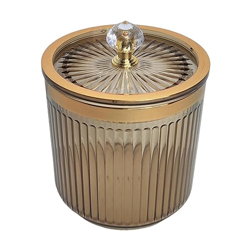 Amagogo Bathroom Qtip Dispenser Jar Swab Holder Canister with Lid Dustproof Makeup Pads Container for Countertop Restroom Dresser Desktop Home, Brown