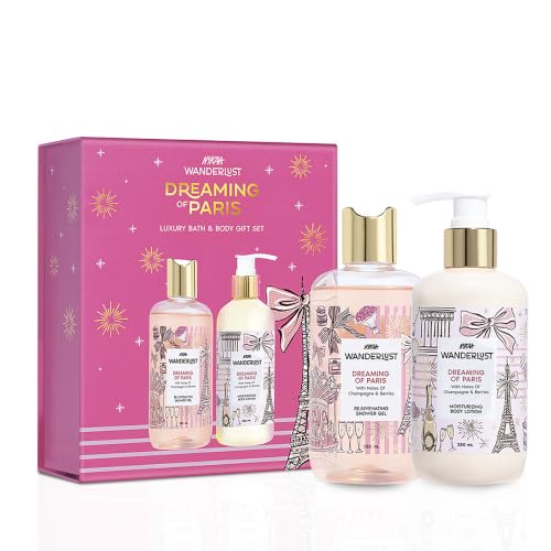 Image of Nykaa Wanderlust Dreaming Of Paris Gift Set Of 2 For Women | Luxury Champagne & Berries Shower Gel & Lotion Combo | Rakhi & Festive Gift Set For Sister | Premium Luxury Gifting Combo for her | Pack Of 2