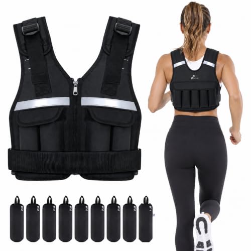 Adjustable Weighted Vest Weights Set: Sportneer 2 4 6 8 10 12 14 16 18 Lbs Body Weight Vests 9 In 1 Fast Adjust Running Vest for Men Women Gym Home Workout Fitness Exercise Strength Training 2-18 Lbs