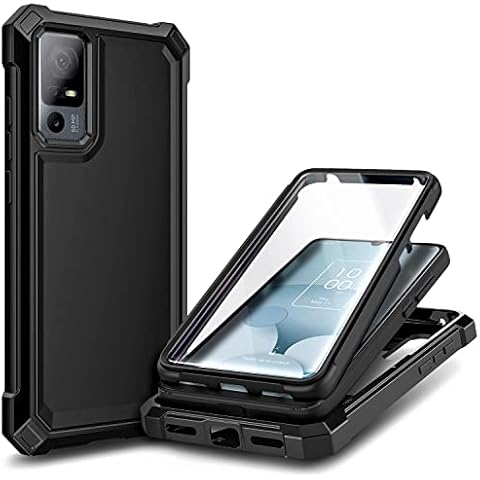 NZND Designed for Jitterbug Smart 4 Phone Case, TCL 505/TCL 40 T/TCL 40XL Case with [Built-in Screen Protector], Full-Body Protective Shockproof Bumper Case for Lively Jitterbug Smart4, Black Cover