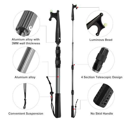 SAN LIKE Boat Hooks for Docking The Boat Hook Pole Floating Boating Accessories Pontoon Boat Push Pole,Lightweight Aluminum Durable Docking Sticks for Boats with Luminous Bead - Thumbnail 3