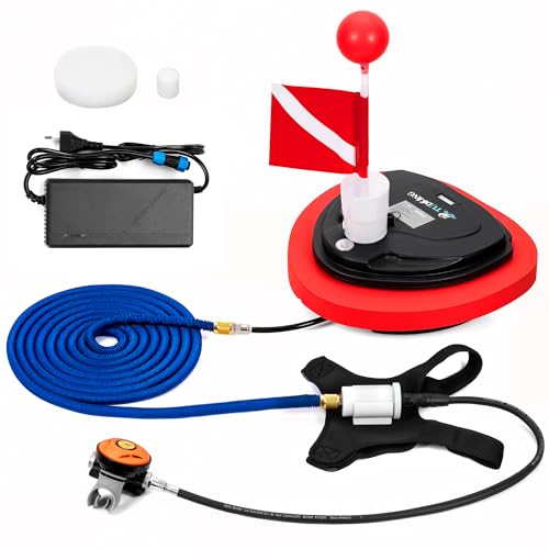 TUDIVING Upgraded Hookah Dive System, Portable Rechargeable Waterproof Scuba Tank，Diving Bottle refillable, tankless Scuba Diving System with Breathing Regulator(5H)